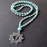 Turquoise and Lotus-Om Pendant, Necklace